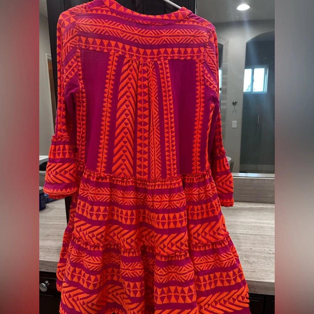 Devotion Twins Ella short dress. Orange and Fuschia. Sz XS. - Picture 4 of 5